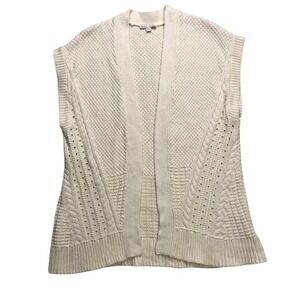 Gap Maternity Cream Textured‎ Knit Open Front Sleeveless Cardigan Sweater ML